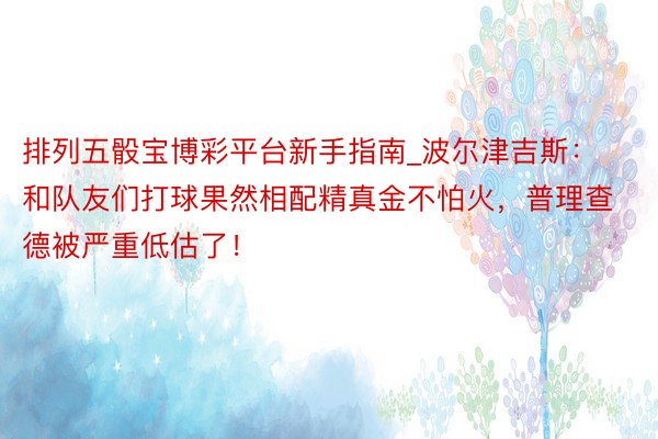 排列五骰宝博彩平台新手指南_波尔津吉斯：和队友们打球果然相配精真金不怕火，普理查德被严重低估了！